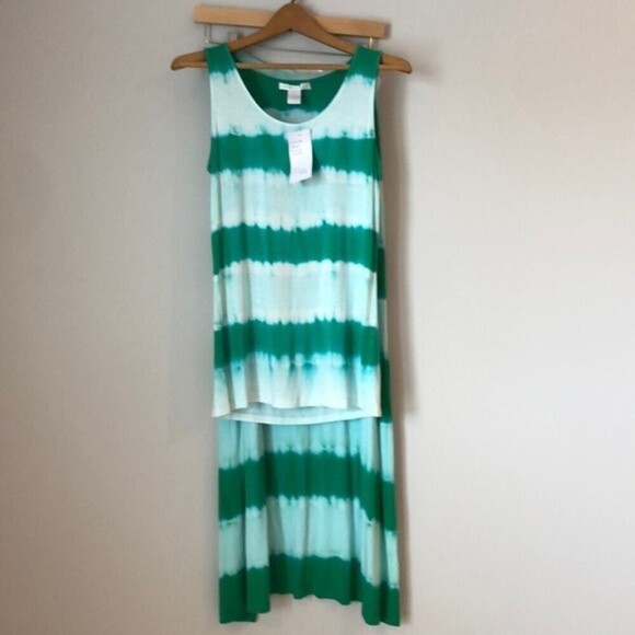 NWT Design History Set Tank M and Skirt L Green Tie Dye Stretchy Comfortable - Picture 2 of 14